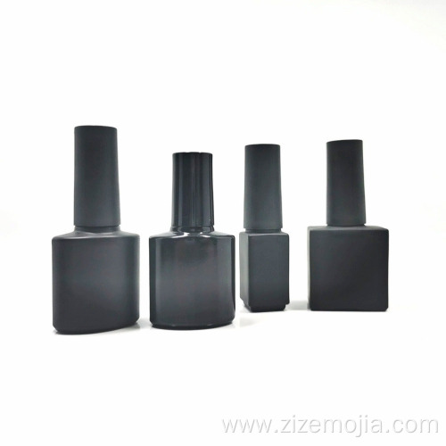 Black empty 10ml square frosted nail polish bottle